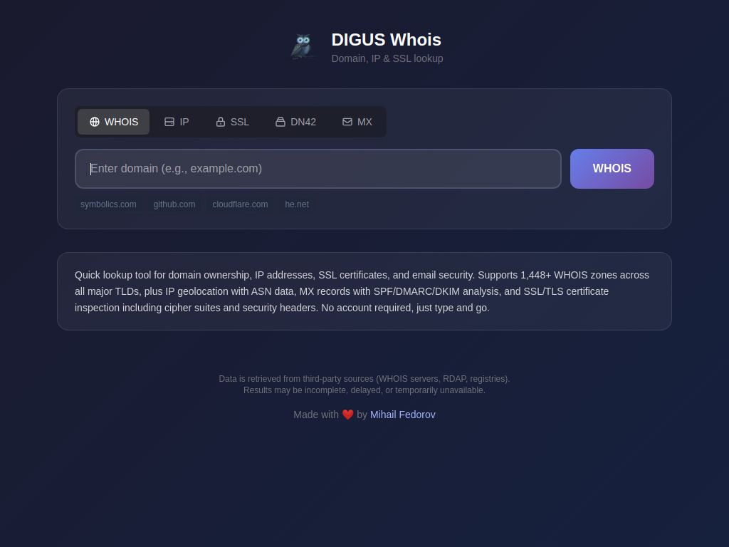 DIGUS Whois screenshot